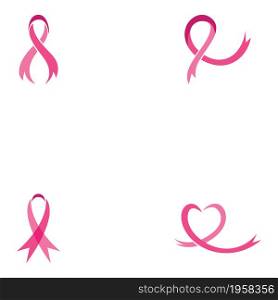 Set of Breast cancer awareness ribbon logo vector template