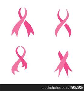 Set of Breast cancer awareness ribbon logo vector template