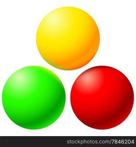 Set of bright balls with color reflex