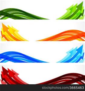 Set of bright banners with colorful arrows