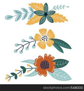 Set of bright bouquets for your design. Great for decoration of greeting card and invitations. Vector illustration