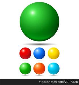 Set of bright colored balls. Green, red, yellow and cyan