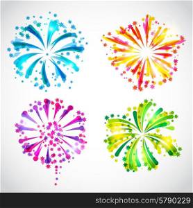 Set of bright colorful fireworks and salute.. Set of bright colorful fireworks and salute