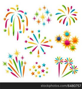 Set of bright colorful fireworks and salute. Set of bright colorful fireworks and salute.