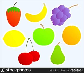 Set of bright stickers fruit