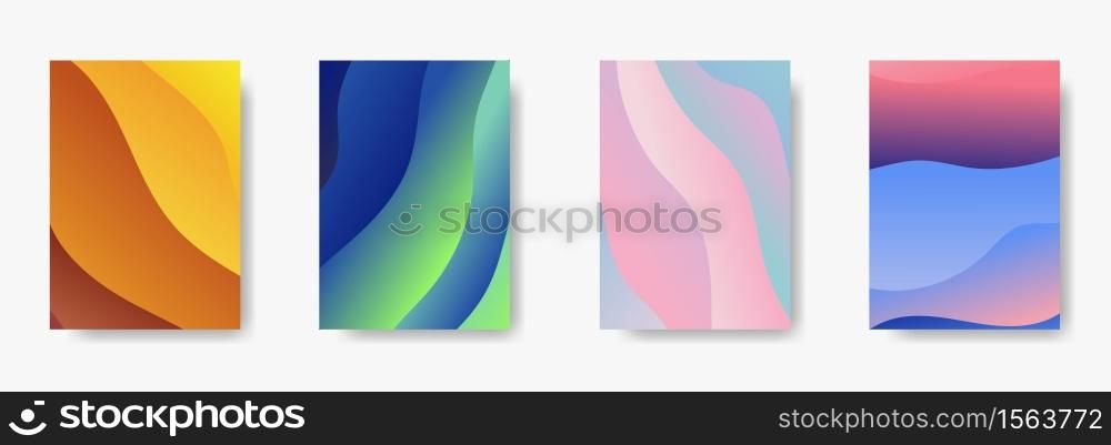 Set of brochure cover A4 template wave shape layered background. You can use for design layout banners presentations, flyers, posters and invitations. Vector illustration
