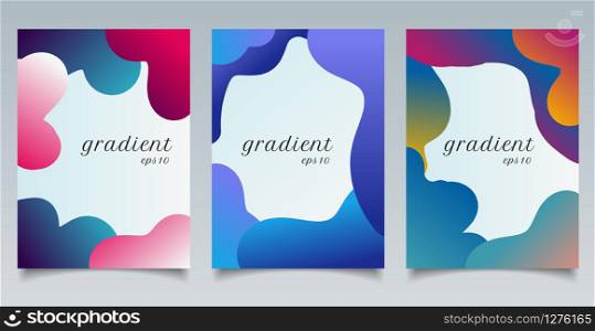 Set of brochure template abstract fluid gradient shape and fun colors pattern background texture. Vector illustration