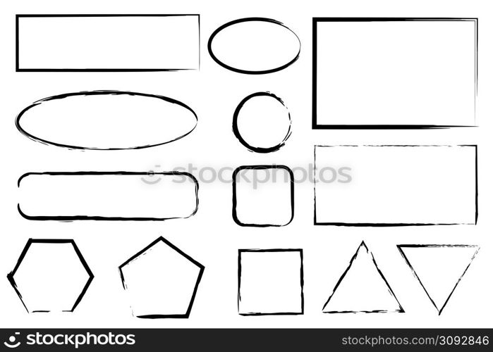 Set of brush shapes. White background. Design element. Ink brush stroke drawing. Vector illustration. stock image. EPS 10.. Set of brush shapes. White background. Design element. Ink brush stroke drawing. Vector illustration. stock image.