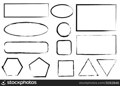 Set of brush shapes. White background. Design element. Ink brush stroke drawing. Vector illustration. stock image. EPS 10.. Set of brush shapes. White background. Design element. Ink brush stroke drawing. Vector illustration. stock image.