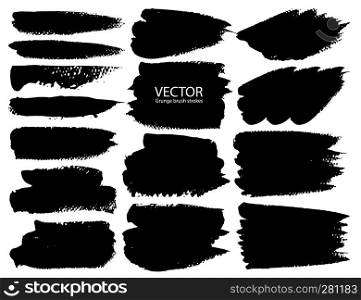 Set of brush strokes, Black ink grunge brush strokes. Vector illustration.
