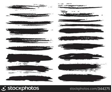 Set of brush strokes, Black ink grunge brush strokes. Vector illustration.