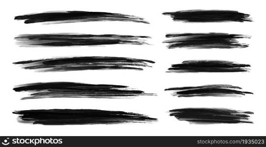 Set of brush strokes on white background vector illustration