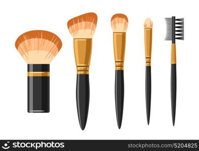 Set of brushes for make up. Illustration of object on white background in flat design style. Set of brushes for make up. Illustration of object on white background in flat design style.