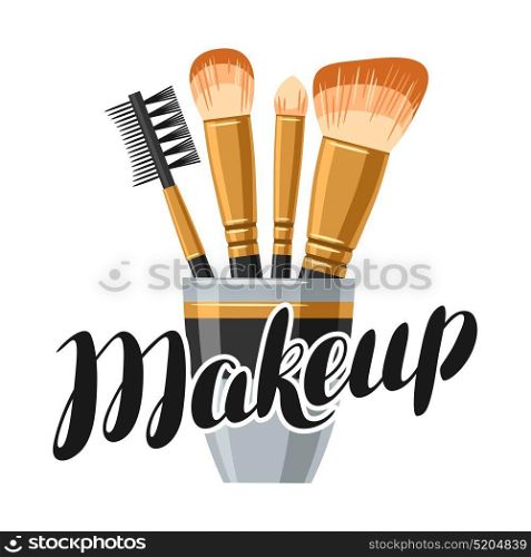 Set of brushes for make up. Illustration of object on white background in flat design style. Set of brushes for make up. Illustration of object on white background in flat design style.