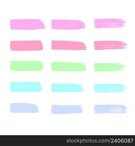 Set of brushes isolated on white background, collection of brush strokes, watercolor designs and dirty textures. creative concept art vector illustration