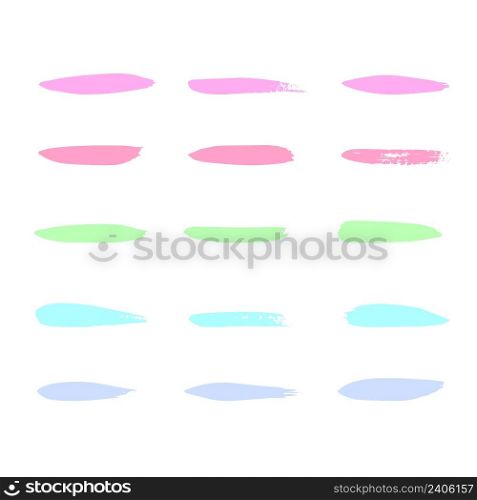 Set of brushes isolated on white background, collection of brush strokes, watercolor designs and dirty textures. creative concept art vector illustration