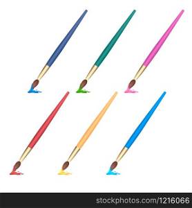 Set of brushes with paint. Vector element for your creativity. Set of brushes with paint.