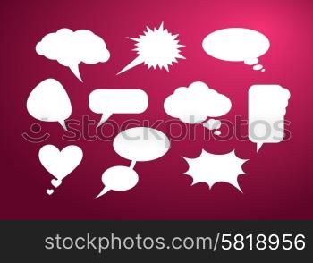 Set of bubble icon on stylish red background paper cartoon design style