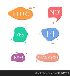 Set of bubble stickers in flat to express emotion. Vector EPS 10