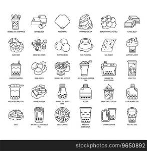 Set of Bubble Tea  Toppings thin line icons for any web and app project.