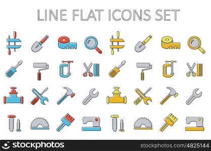 Set of building tools. Set of building tools icons Linear
