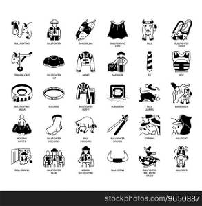 Set of Bullfighting thin line icons for any web and app project.
