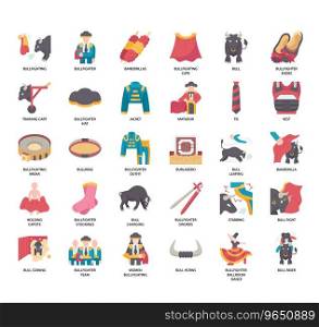 Set of Bullfighting thin line icons for any web and app project.