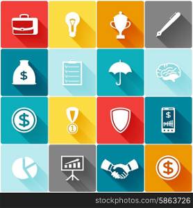 Set of business and finance flat icons. Set of business and finance flat icons.