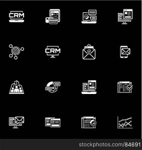 Set of Business and Marketing Flat icons. Set of Business and Marketing Icons as CRM, Store Analytics, Landing Page, Business Goals. Confirmation Letter, Marketing, Business Team, Analytics, Setup Campain, AB Testing, Report Statistics