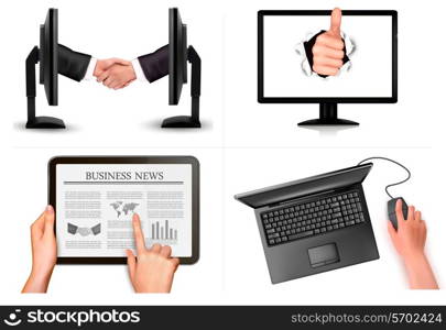 Set of business and office backgrounds. Vector illustration.