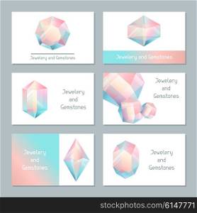 Set of business cards with geometric crystals and minerals. Set of business cards with geometric crystals and minerals.