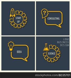 Set of business concepts - start up, consulting, idea, science, vector illustration.