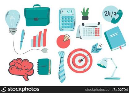 Set of business doodle elements made in vector. Idea, businessman, creative thinking, progress, graphs and all other kinds of business related elements.. Set of business doodle elements made in vector. Idea, businessman, creative thinking, progress, graphs and all other kinds of business related elements