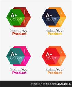 Set of business hexagon layouts with text and options. Set of business hexagon layouts with text and options. Design elements of web design navigation layout, infographics or corporate presentation