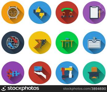 Set of business icons in flat design. EPS 10 vector illustration with transparency.