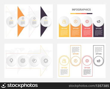 Set of business infographic templates with 4 steps, processes or options. Abstract modern infographic.