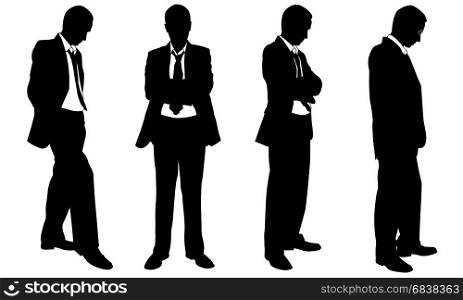 Set of business people posing isolated on white