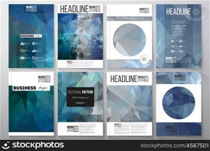 Set of business templates for brochure, flyer or booklet. Abstract blue polygonal background, colorful backdrop, modern stylish vector texture. Set of business templates for brochure, flyer or booklet. Abstract blue polygonal background, colorful backdrop, modern stylish vector texture.
