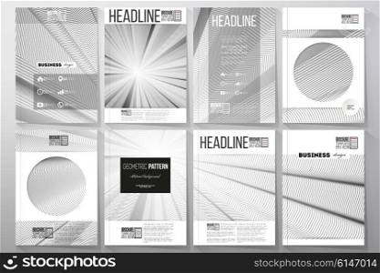Set of business templates for brochure, flyer or booklet. Abstract lines background, simple abstract monochrome texture.
