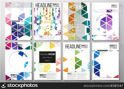 Set of business templates for brochure, flyer or booklet. Abstract colorful business background, modern stylish hexagonal and triangle vector texture