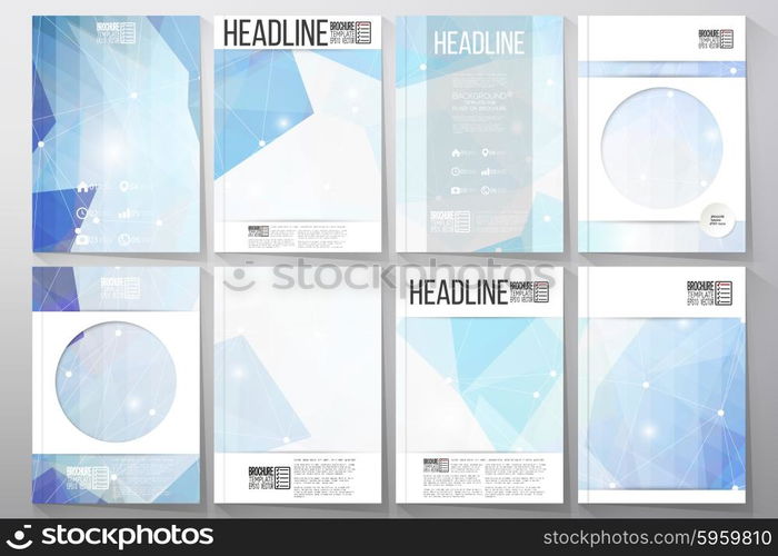 Set of business templates for brochure, flyer or booklet. Abstract multicolored background. Scientific digital design, science vector illustration.