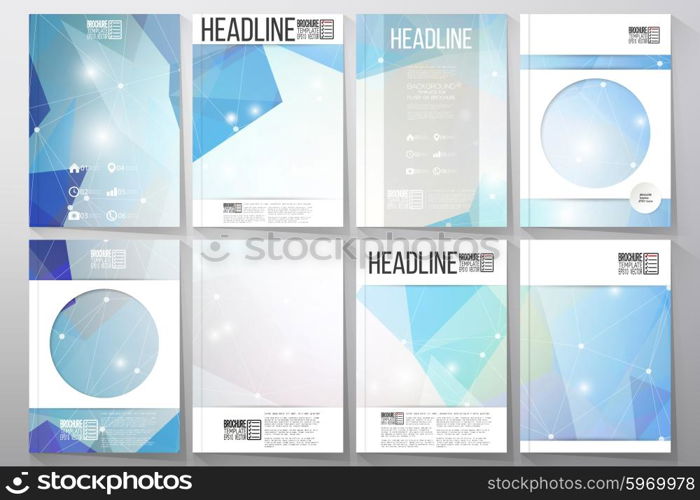 Set of business templates for brochure, flyer or booklet. Abstract multicolored background. Scientific digital design, science vector illustration.
