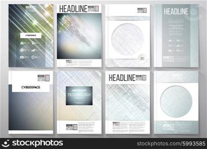 Set of business templates for brochure, flyer or booklet. Abstract science or technology vector background.