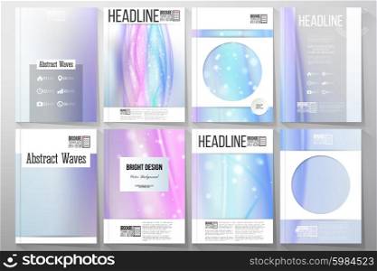 Set of business templates for brochure, flyer or booklet. Abstract wave vector background.
