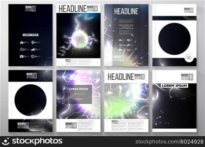 Set of business templates for brochure, flyer or booklet. Electric lighting effect. Magic vector background with lightning.