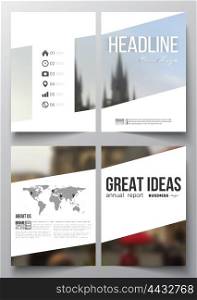 Set of business templates for brochure, magazine, flyer, booklet or annual report. Blurred image, urban landscape, Prague cityscape, modern texture.