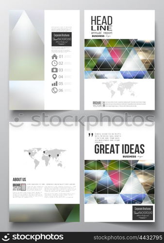 Set of business templates for brochure, magazine, flyer, booklet or annual report. Abstract colorful polygonal background, natural landscapes, geometric, triangular style vector illustration.