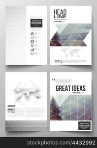 Set of business templates for brochure, magazine, flyer, booklet or annual report. Abstract colorful polygonal background, modern stylish triangle vector texture.