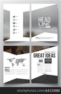 Set of business templates for brochure, magazine, flyer, booklet or annual report. Polygonal background, blurred image, urban landscape, modern triangular vector texture.