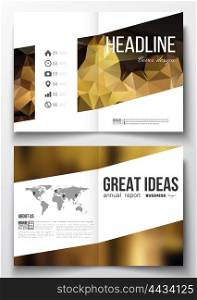 Set of business templates for brochure, magazine, flyer, booklet or annual report. Colorful polygonal background, blurred image, night city landscape, triangular vector texture.